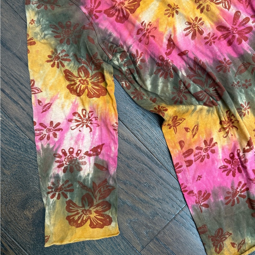 Y2K Fairycore Coquette Grunge Tie Dye T Shirt Sz M Cotton Boat Neck 3/4 Sleeve - Picture 3 of 7
